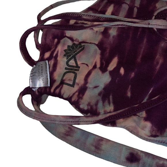 DIA tie dye sports bra cross back hippie 70s print purple medium yoga athletic - Picture 7 of 8